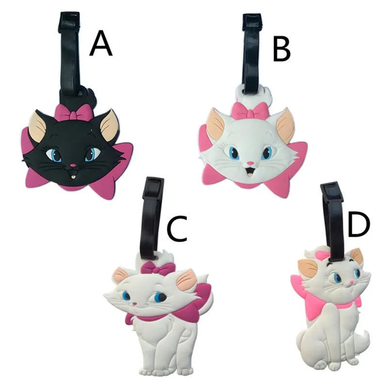 

New Cartoon Cute Marie Cat PVC Baggage Tags Portable Suitcase Name Address ID Handbag Label Travel Accessories Luggage Tag