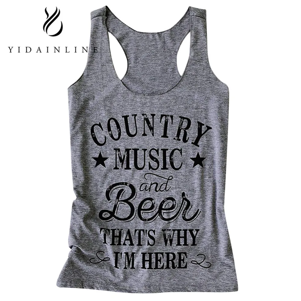 

YiDainLine Tank Top Women 2018 Summer Vest Sleeveless Sport Causal Letter Grey Female T-shirt Tee Bralette Halter Top mujeres