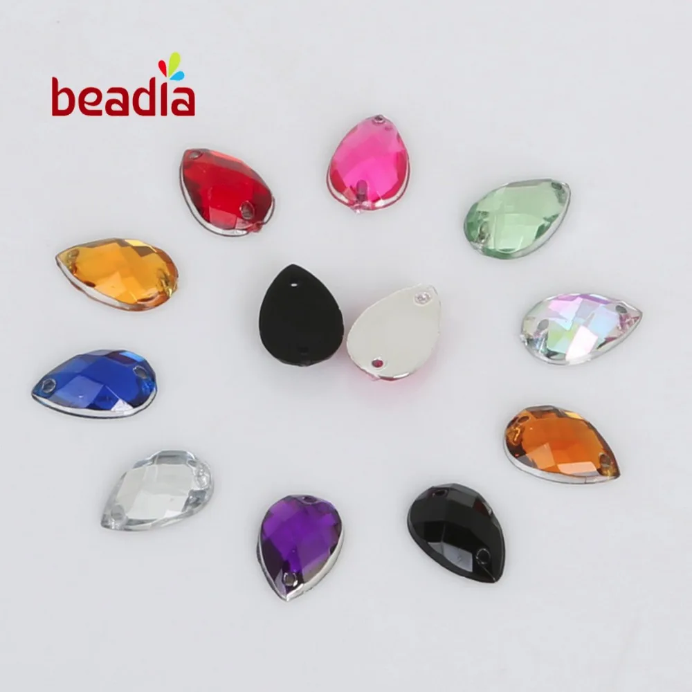 

100/50pcs Colorful Rhinestone Water Tear Drop Flat Back Heart Shape DIY Sewing Dress Clothes Acrylic Beads Jewelry Accessories