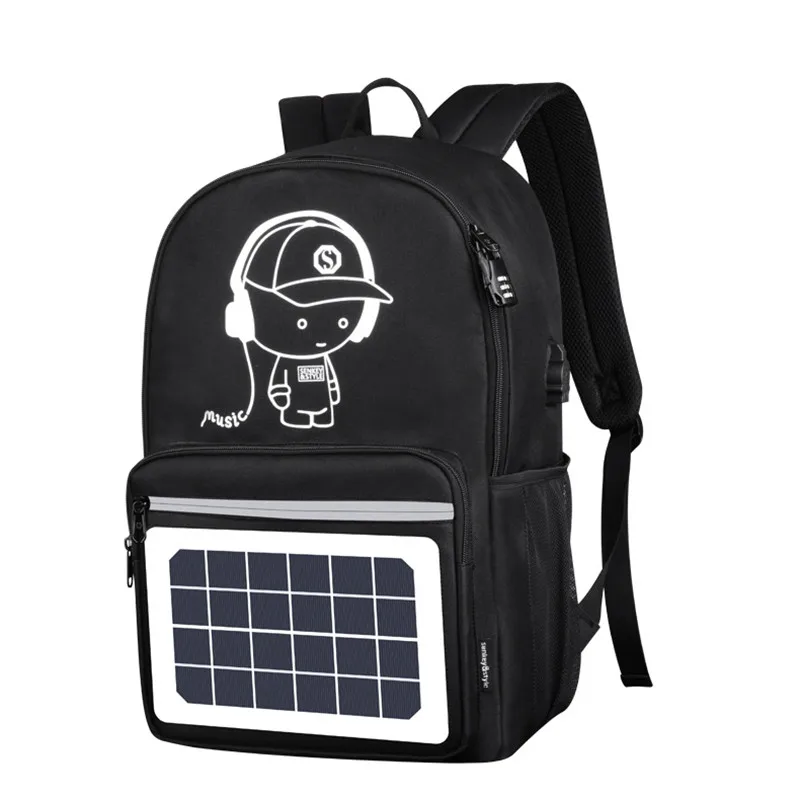 Мужской рюкзак с солнечной панелью, рюкзак с питанием от Usb зарядки, противоугонные рюкзаки для ноутбука, дорожные рюкзаки для мужчин, Холщовый Рюкзак, водонепроницаемые сумки
