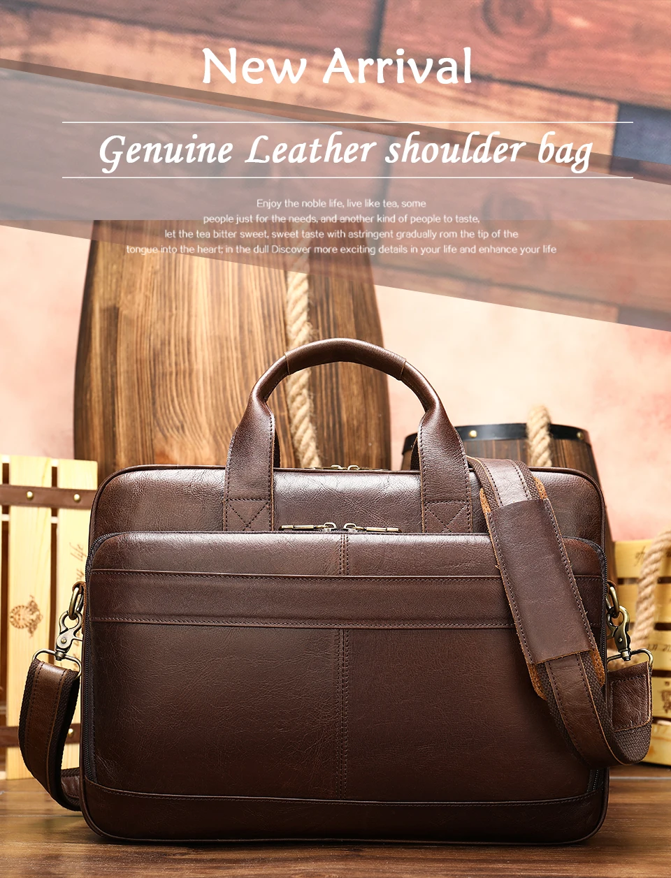 couro genuíno 15 'laptop portátil bolsa de