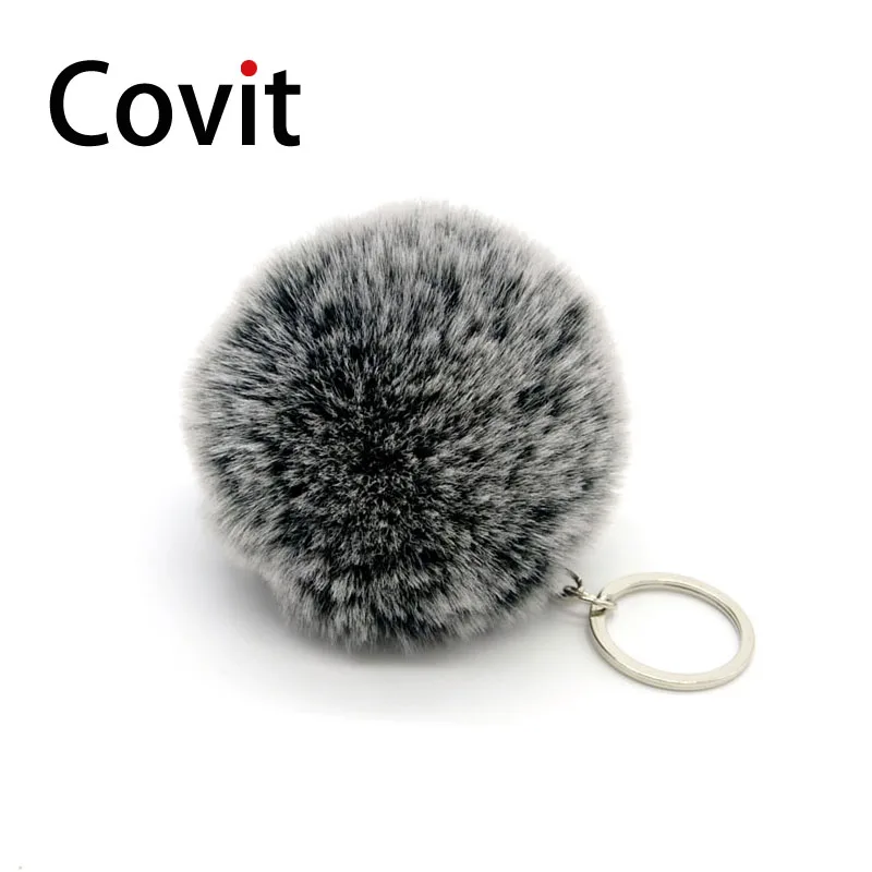 

Faux Rabbit Fur Keychains Covit Frost White Fluffy Keychain 8cm Pompom Ball Key Chain For Women Girls