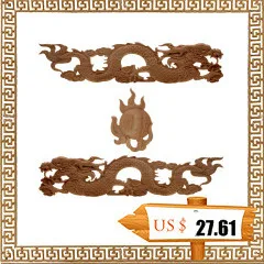 DUO ER Chinese Dragon Wood Carved Decal Corner Appliques Frame Wall Doors Furniture Woodcarving Wedding Decoration Vintage Home Decor