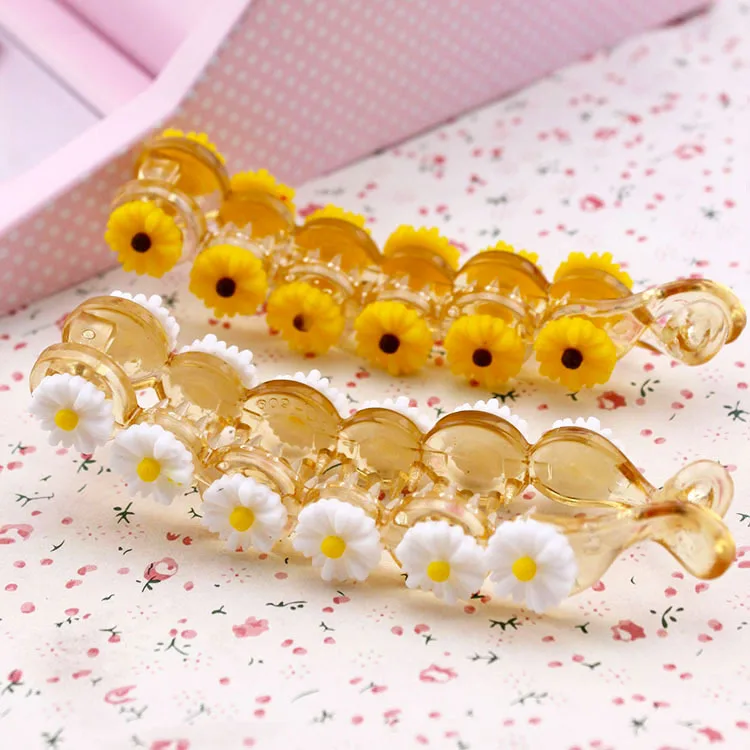 Hair accessories Daisy flower banana clips Acrylic Korean horsetail
