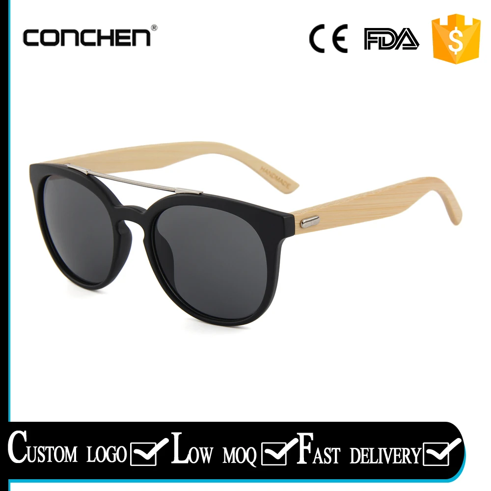 2017 new product black frame bamboo arms with smoke trendy wooden arms