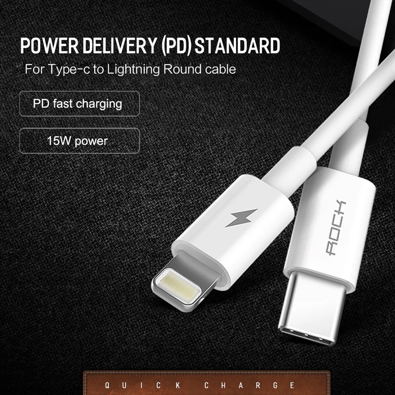 ROCK usb type C кабель для освещения PD Быстрая зарядка 15 Вт до 8Pin синхронизации iPhone X XS XR