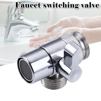 

Kitchen Polished Chrome Brass Sink Valve Steering Faucet Separator Shower Head Shower Accessories M22xM24 JA55