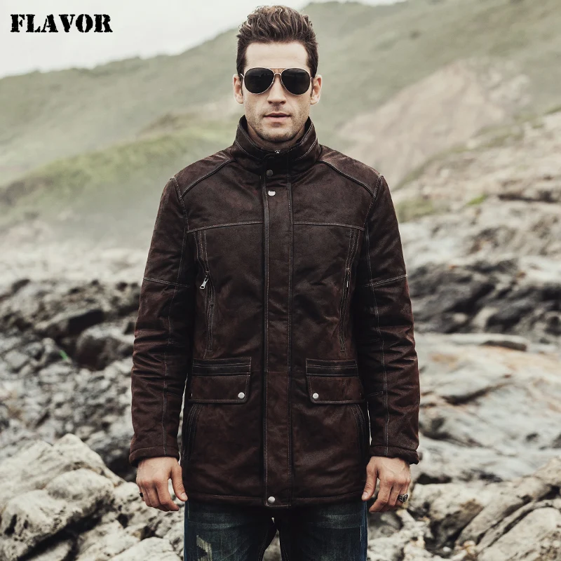 Winter Men's Genuine Leather Jacket male Overcoat Pigskin warm Coat padding cotton men leather jacket Real Leather Jacket