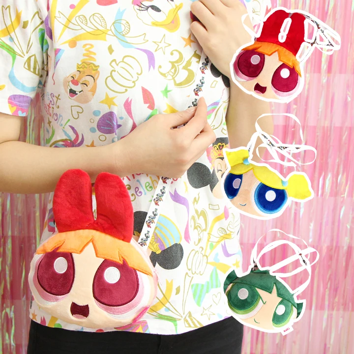 

Cartoon Cute The Powerpuff Girls Plush Doll Messenger Bag Woman Shoulder Crossbody Bag Phone Purse Bags for Children Gift