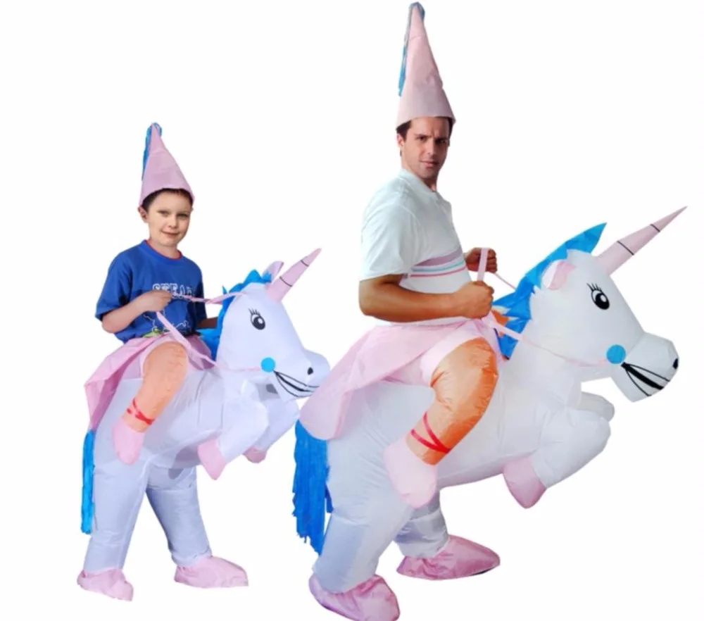 

HOT Adult Halloween Costumes Inflatable Unicorn Costumes Ride on Sky Horse Air Blowing Up Clothes Funny Costumes