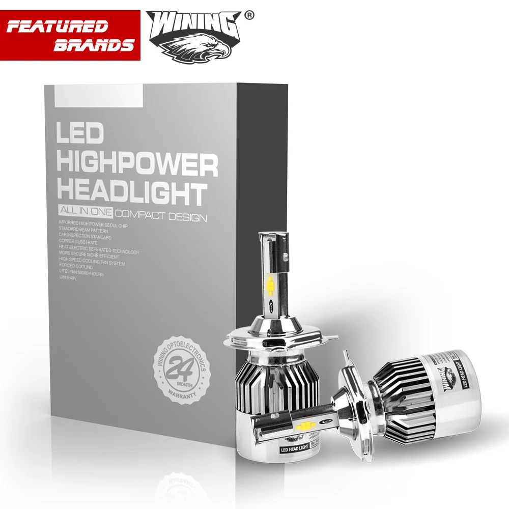WINING car headlight H7 LED H8 H9 H11 HB3 9005 HB4 9006 9007 H4 h3 H1