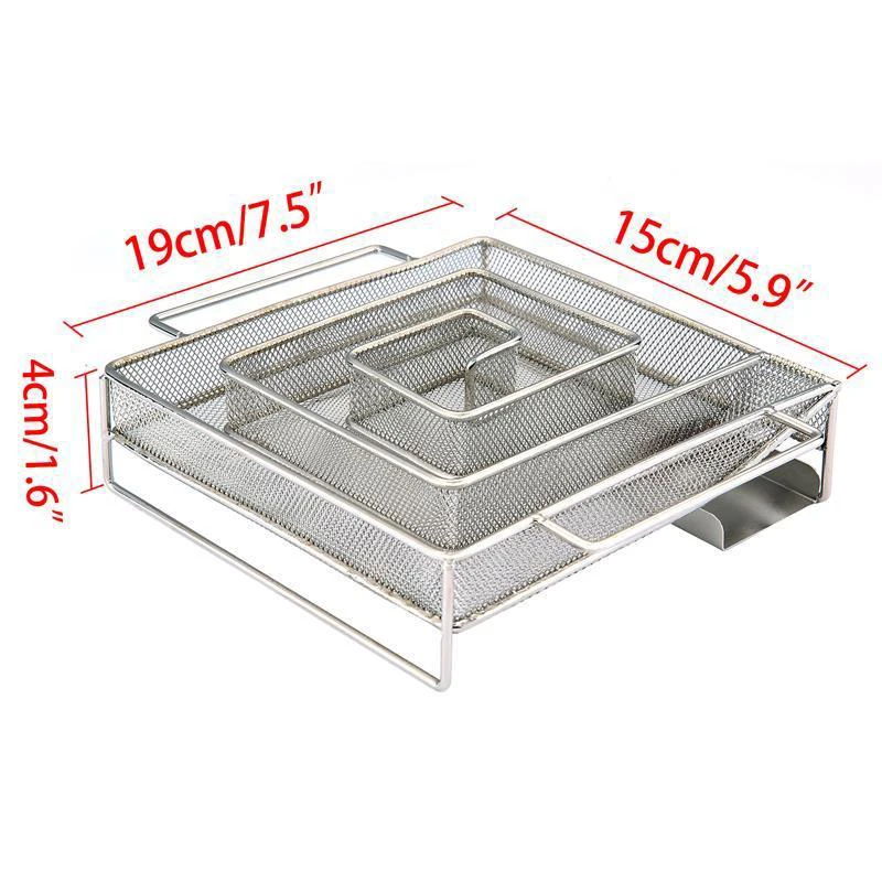 Outdoor Tools Stainless Steel Cold Smoke Smoking Basket Generator Barbecue BBQ Grill Accessories Charcoal Wood Dust Cooking (6)