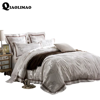 New 4/6 Pcs Sateen Jacquard Luxury Wedding Royal Bedding Sets King/Queen Size Bed set Cotton Bed Spread Duvet Cover /Pillowcases New 4/6 Pcs Sateen Jacquard Luxury Wedding Royal Bedding Sets King/Queen Size Bed set Cotton Bed Spread Duvet Cover /Pillowcases