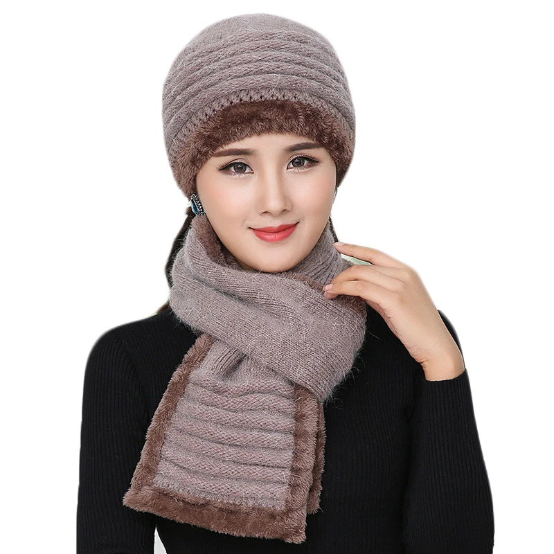 Женская зимняя шапка и шарф из кроличьего меха|hat scarf set|scarf sethat |