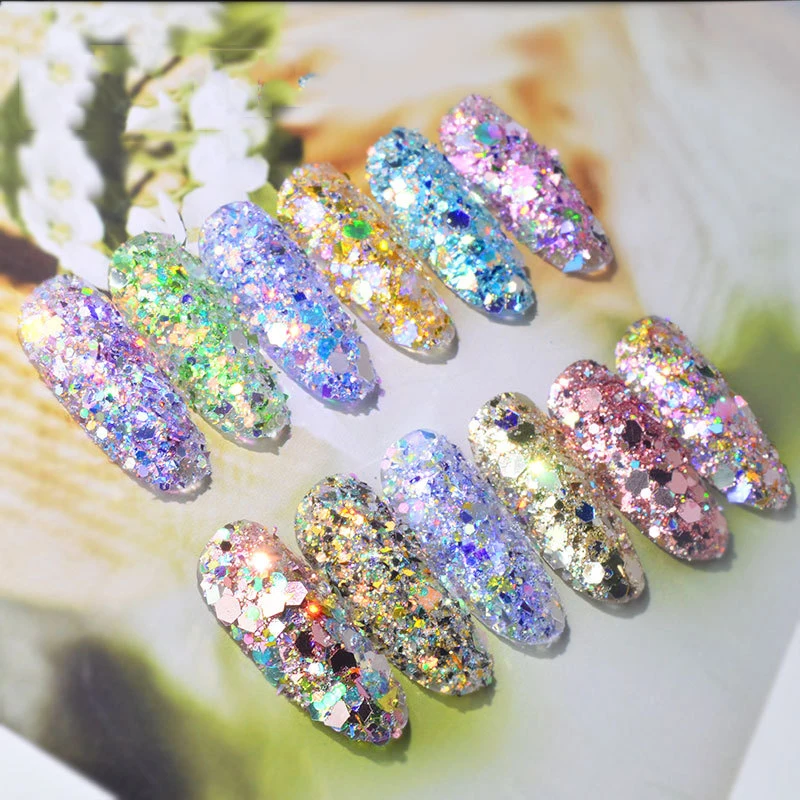 

1box Sequins Box 3D COLORFUL Nail Decoration Accessories Spangles Polish Flakes Sparkly Glitter Tips tool D0029