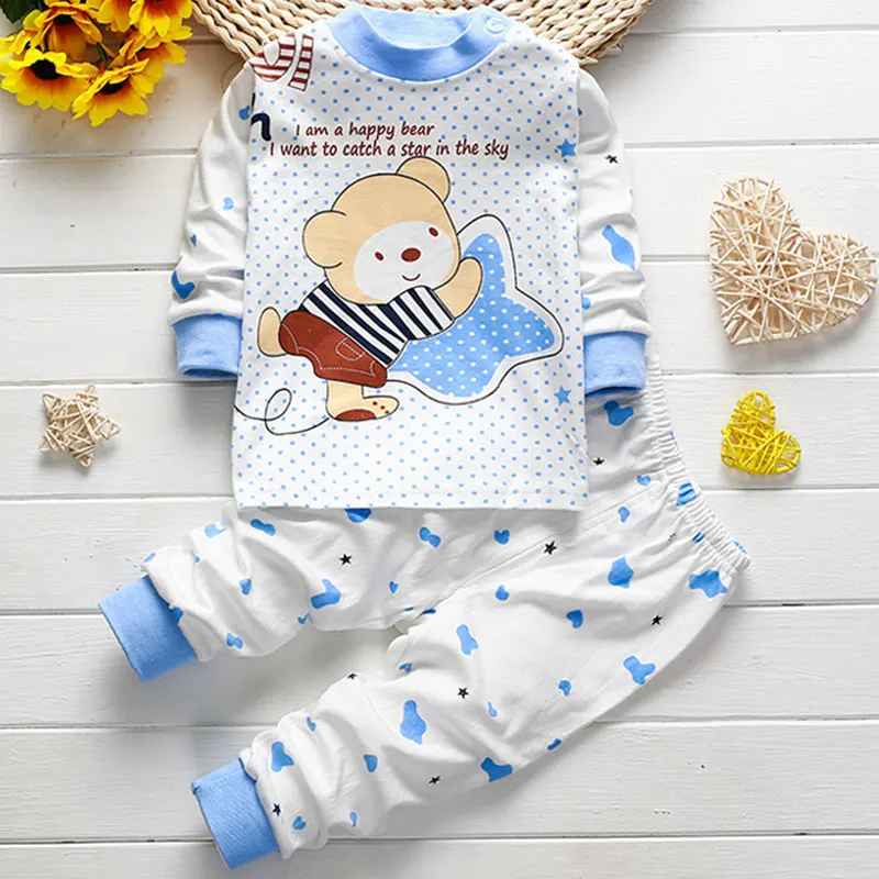 

1Pcs Soft Cotton Autumn Winter Underwear Newborn Soft Comfortabl Baby Sleep Wear Clothing Set Children Cartoon Pajamas Suit