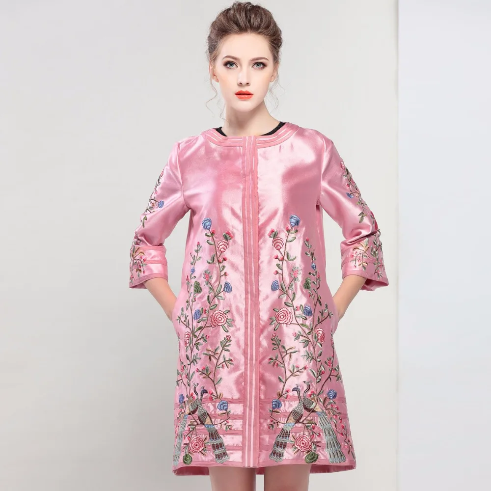 Embroidery flower coats Retro 2017 new High Quality spring autumn Loose
