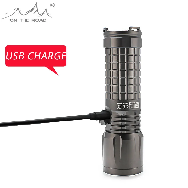 Фонарик на дороге X5 (без аккумулятора) USB Type C литиевая зарядка 26650 Прямая 18650