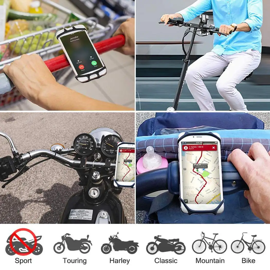 

Silicone Bicycle Bracket Adjustable Bike Handlebar 4-6” Cell Phone Holder Anti-shock Mount Bracket Bicycle Accessories