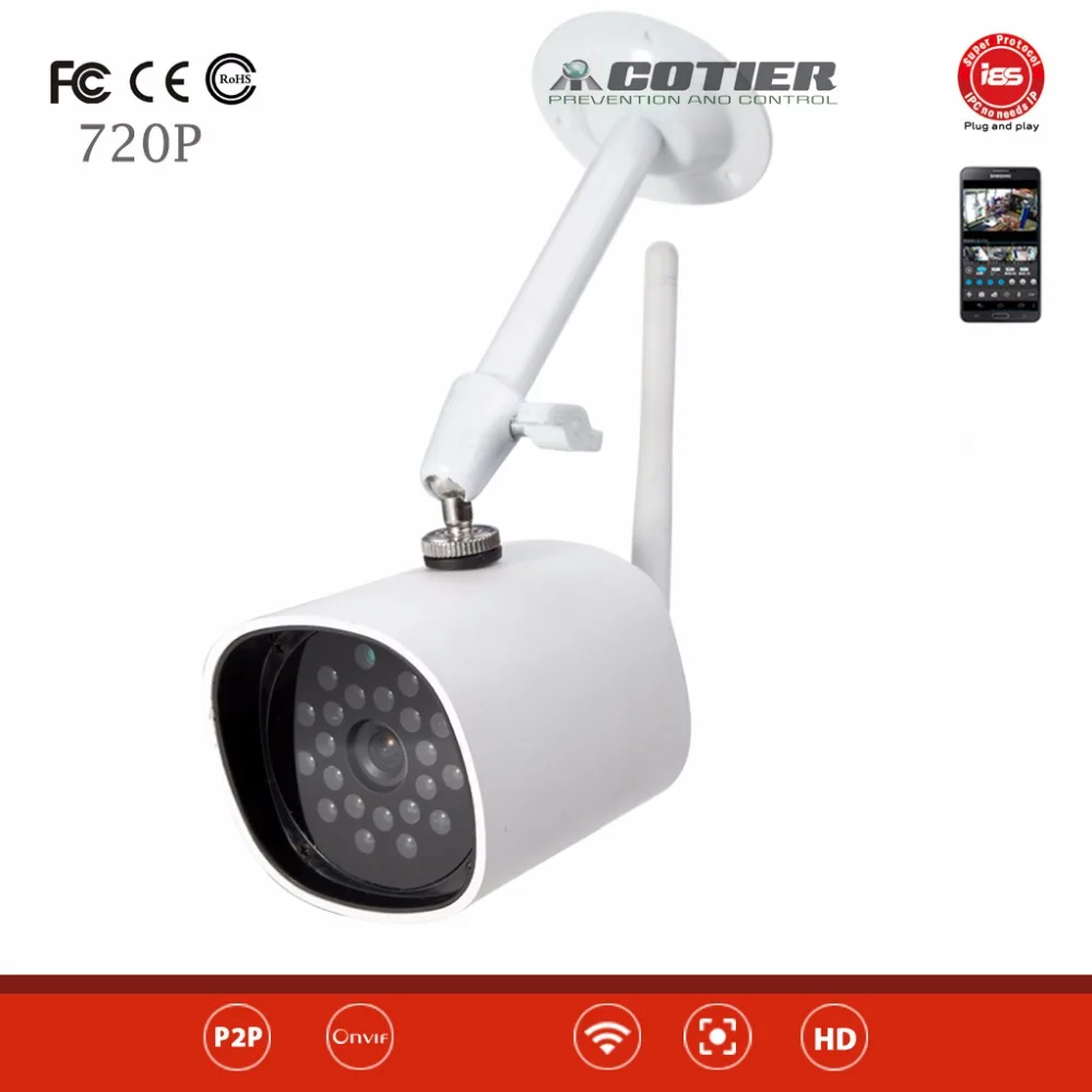 

Cotier Mini Wireless Network Camera support ONVIF waterproof  ip66 camera outdoor 720P IR P2P IP Camera with wifi