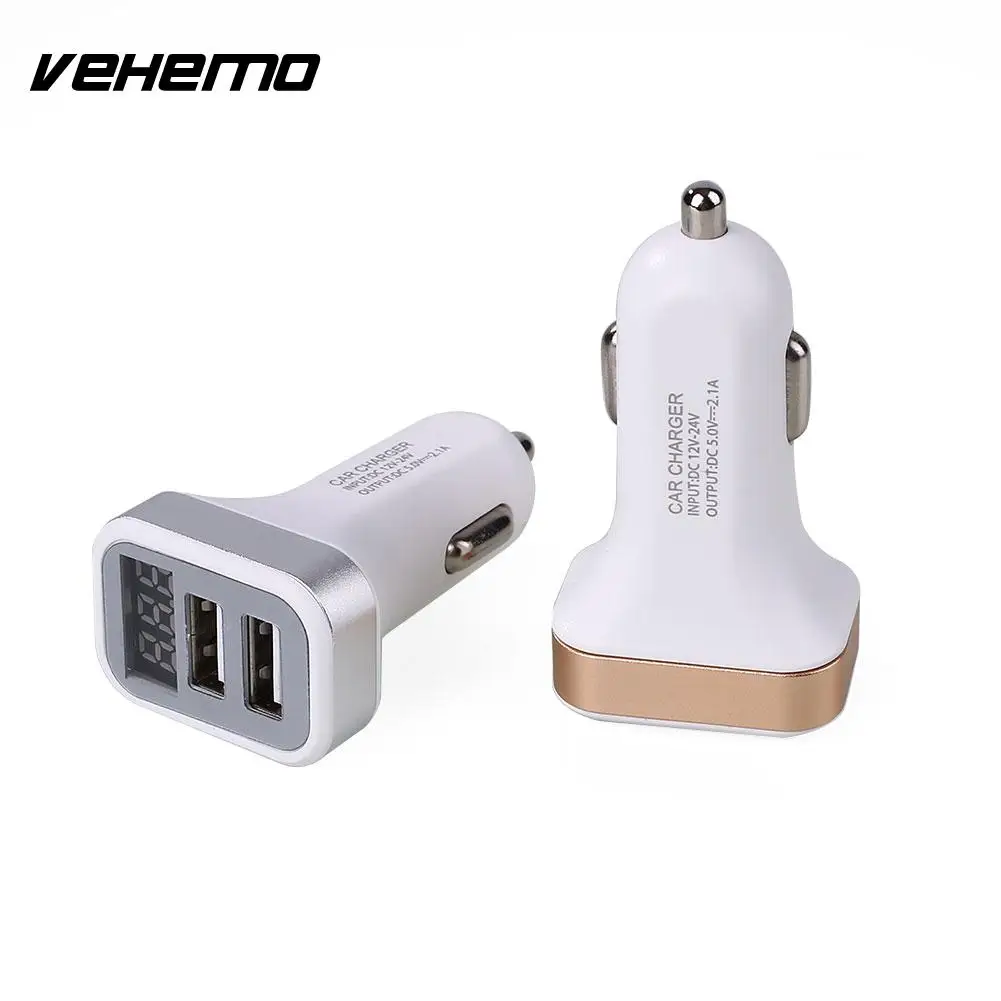 

Two Double Dual USB Output Car Auto Van Power Charger With Voltmeter Display Insert In Cigarette Lighter