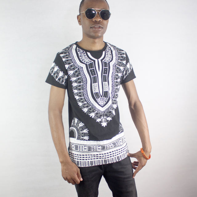 Dashikiage Cotton Dashiki Printed Traditional T-shirt hip hop African Clothes Casual Man tops & tees 2019