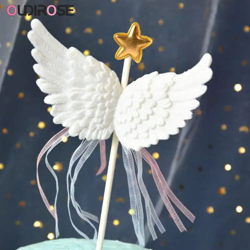 Tassels Angel Wings Happy Birthday Cake Topper Party