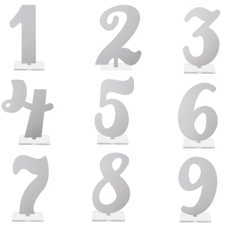 

High Quality Acrylic Table Standing Numbers Set With Base Birthday Wedding Party Decoration