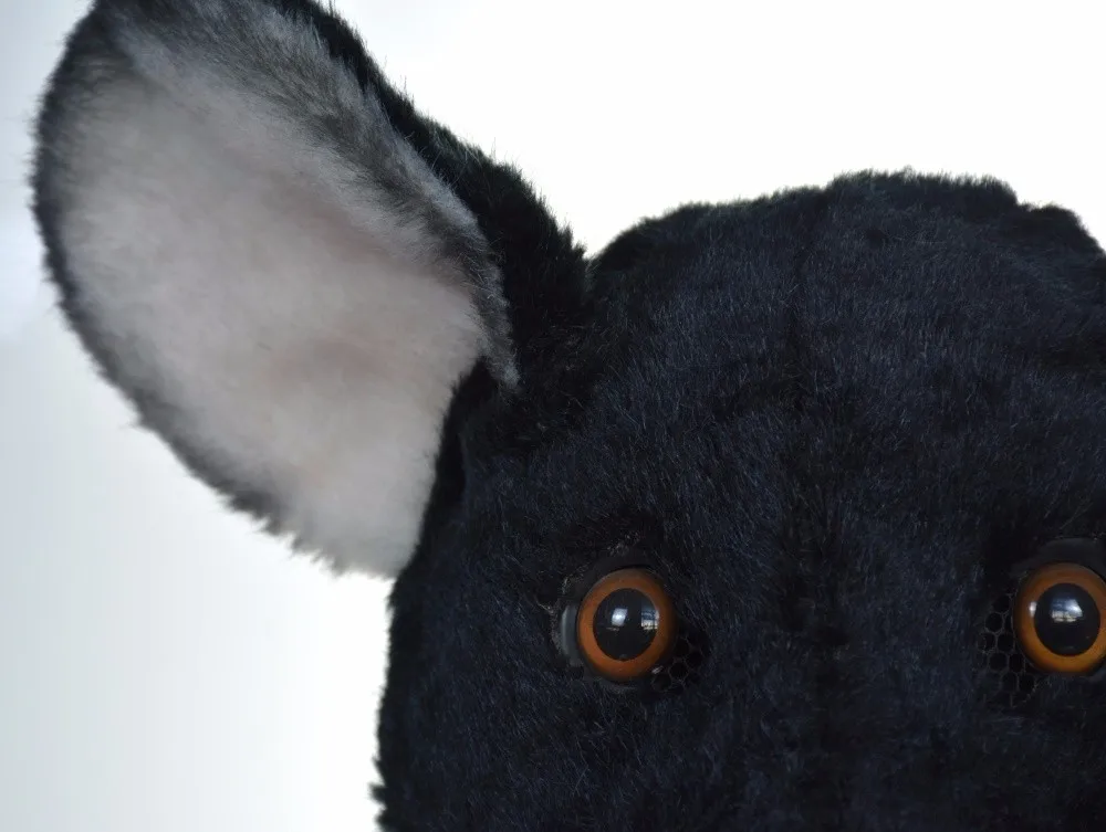 Эко-дружественный материал двигающийся рот черная мышь голова животного маска Хэллоуин, вечерние, особые подарки на день