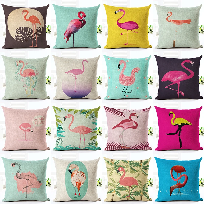 

2016 Online Hot Sale Home Decor Cute Flamingo Printed Throw Pillow Case Carded Houseware Gift Cushion Cover Decorar Cojines