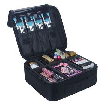 

Behogar Portable Travel Large Space Oxford Cloth Cosmetic Makeup Beauty Tool Storage Carrying Suitcase Bag Organizer Case Black