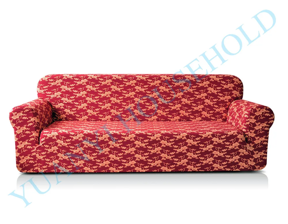 Drawing Room 3 Seat Printed Sofa Covers Polyester Spandex Fabric Eco