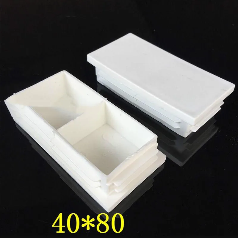 

40*80 Rectangular Pipe WHITE Plastic Inner plug shelf foot square tube cover x12