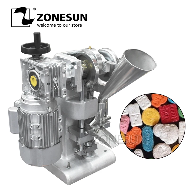 

ZONESUN TDP1.5 Max 10mm Dia Tablet Making 5000 pc Per Hour 40KG Low Noise Type S Tablet Punch Press Machine DIY Mold