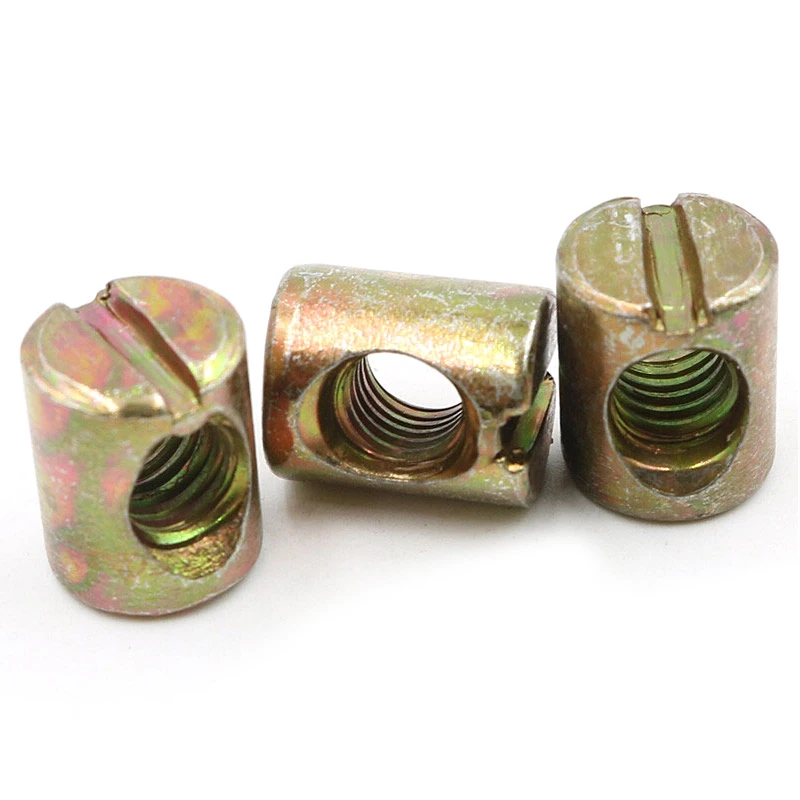 

High quality 24ocs M6 Barrel Bolt Nuts Cross Dowels Slotted Nuts for Furniture Nut for Bed Crib Chair 10 mm/ 0.4 inch