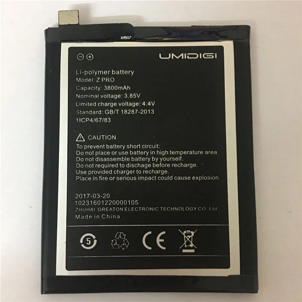 Высокое качество 100% новый оригинальный Umi Z Pro Аккумулятор UMIDIGI большой емкости 3800