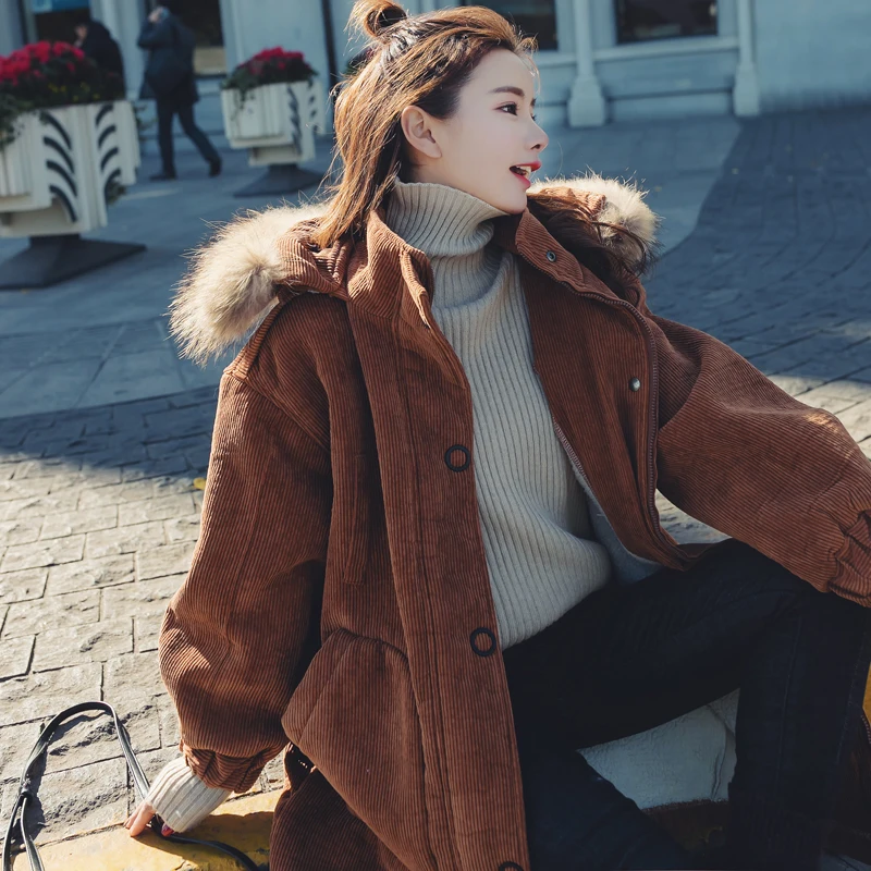 Coréenne Coton 2018 Hiver Épais X374 Nouvelle Vêtements Veste Longue Version Section Femmes D'agneau Manteau Pink Capuche Chic caramel À Velours 5vSqwwg