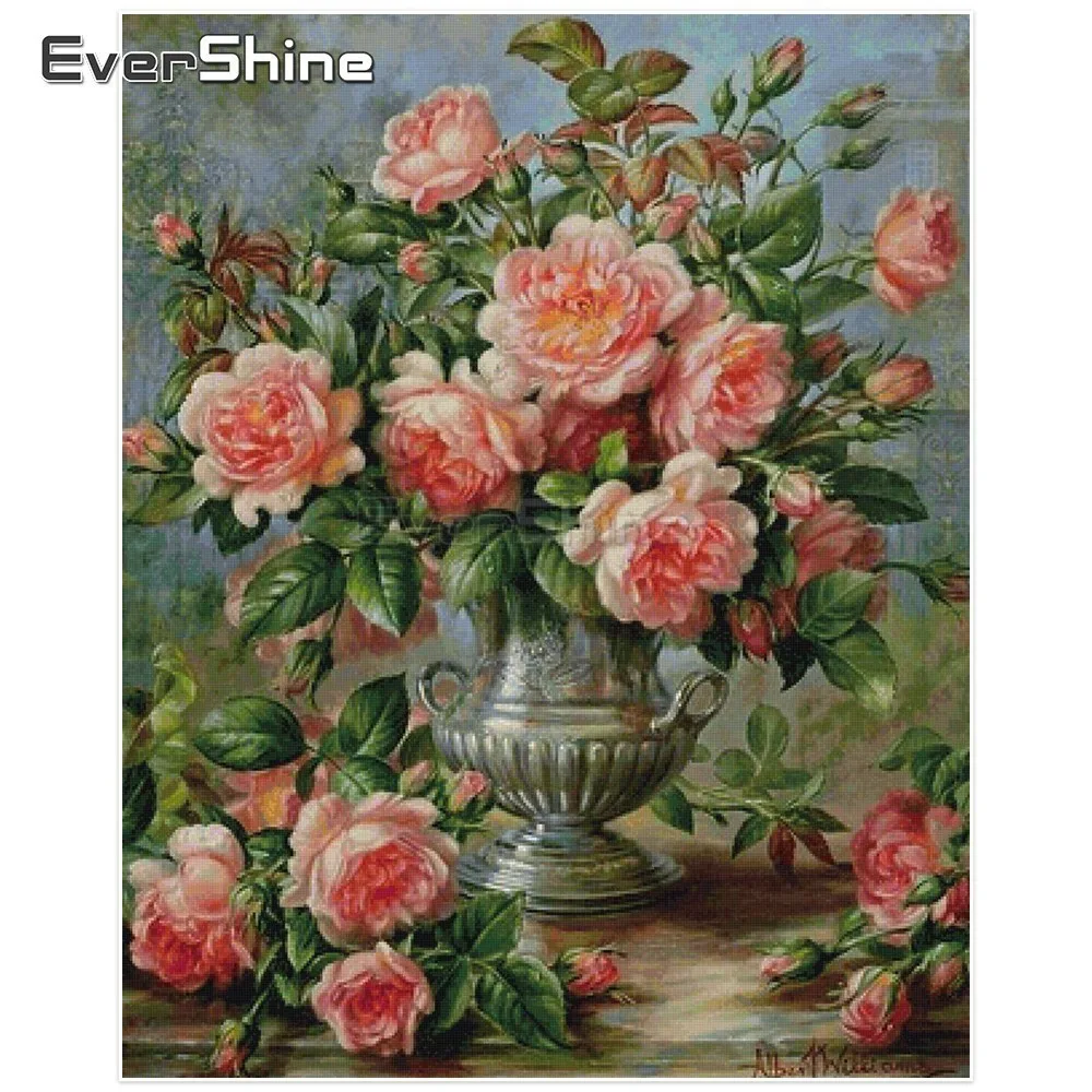 

EverShine DIY 5D Diamond Painting Full Square Flower Picture Of Rhinestones Diamond Embroidery Full Display Home Decoration