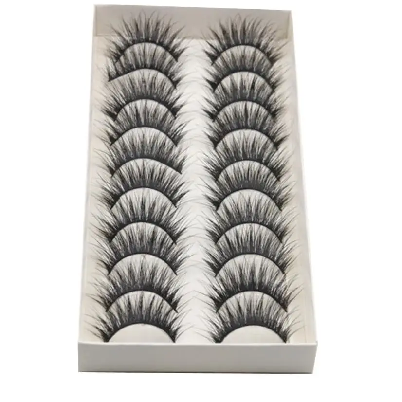 

False Eyelashes Black Natural Long 10 Pairs Thick Long Cross Party False Eyelashes Black Band Fake Eye Lashes Hot dropshipping