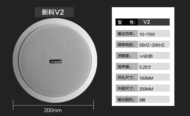 Shinco V2 Беспроводная Bluetooth потолочная акустическая система потолочная фоновая музыка Радио Колонки