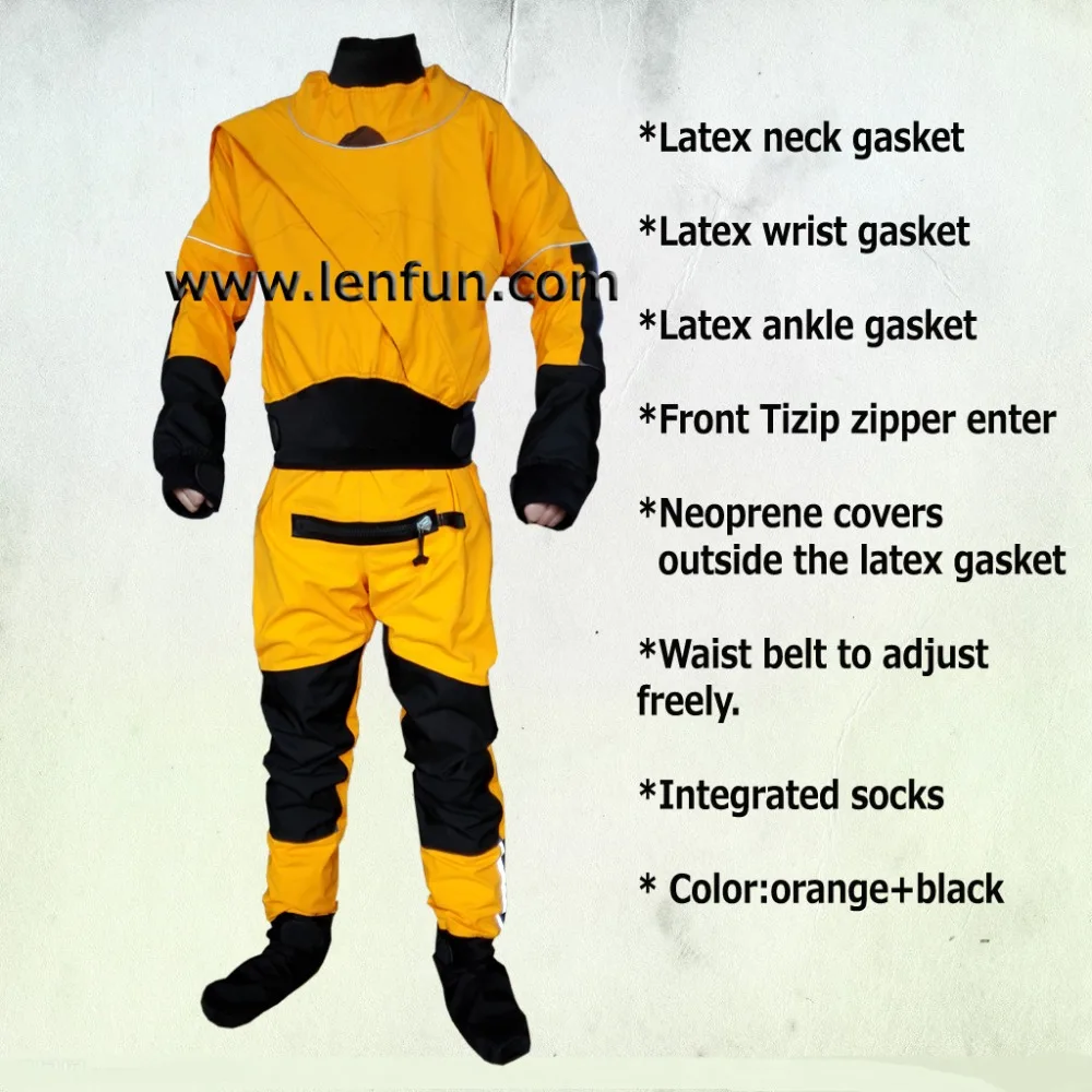 LENFUN полный сухой костюм dr костюмы drysuit сухие костюмы с передней TIZIP введите молнии для белой воды, каяк, парусный спорт, рыбалка, латексная прокладка