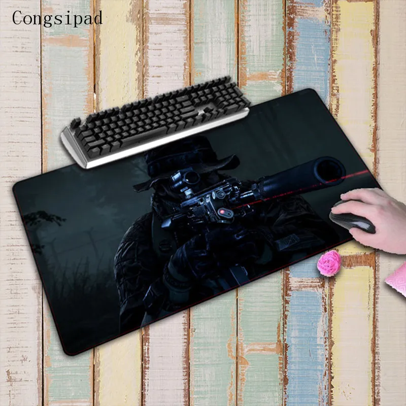 Congsipad Gun Large Gaming Speed Mouse Pad Gamer White Locking Edge Keyboard Mouse Mat Table Mousepad for CS GO LOL Dota Game