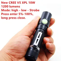 Новые мини фонарик-авторучка 1200LM Водонепроницаемый светодио дный фонарик факел 3 режима Фонари Портативный тактический фонарик CREE XPL V5