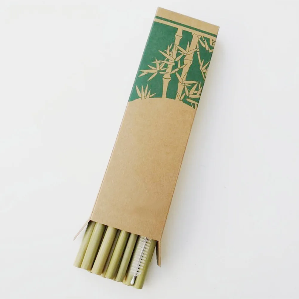 Новые 10 шт./компл. бамбуковые соломинки Многоразовые Экологичные вечерние кухонные+ Чистая щетка для Прямая оптом