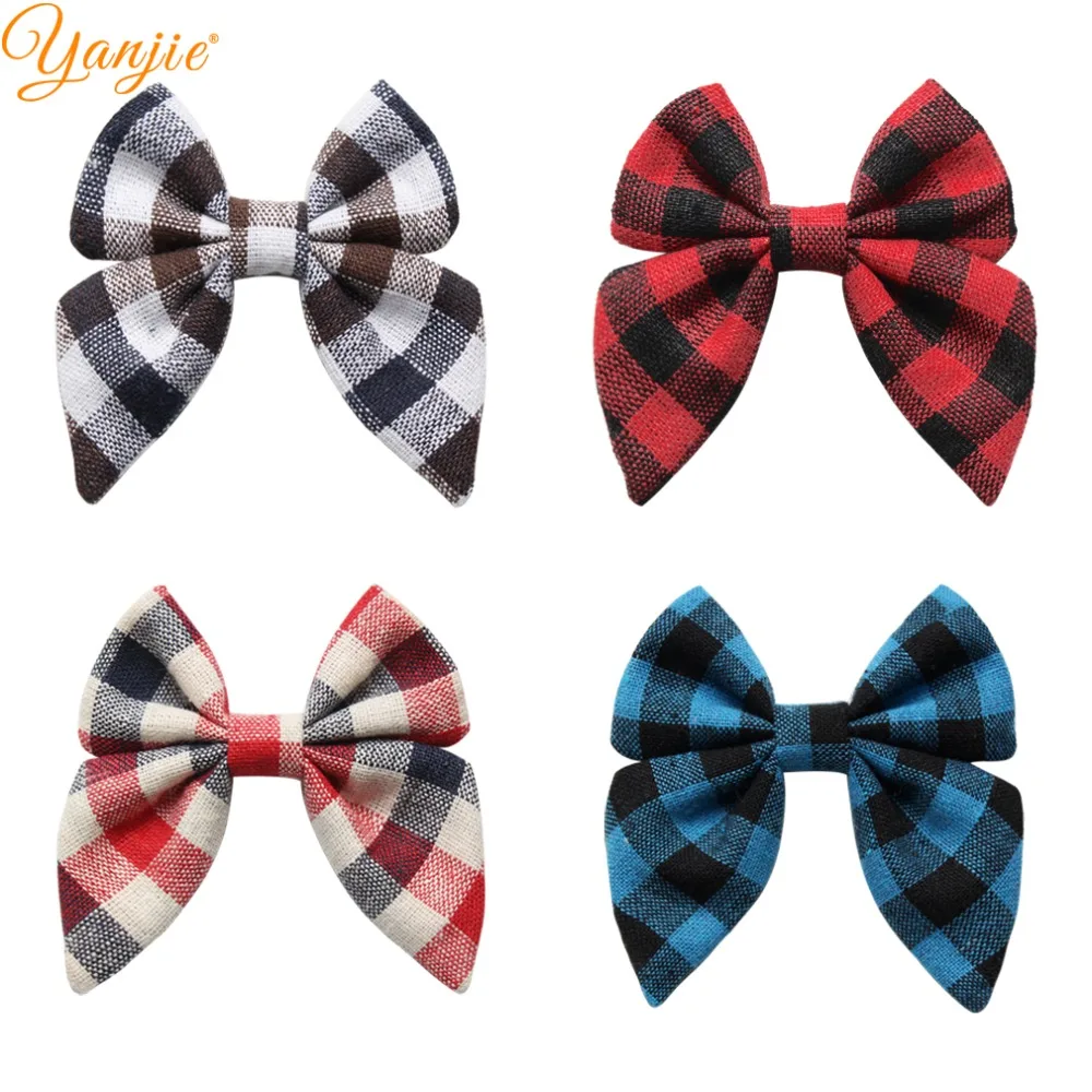 

12pcs/lot 2019 3" Classical Handmade Girls Spring Plaid Hair Sailor Bow Barrette Kids DIY Hair Accessories Hair Clip Headband