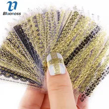 Наклейки для ногтей наклейки на ногти 24 шт./лот золотой полосой сердце любовь gliter DIY украшения для ногтей красоты 3D ногтей Bronzing тиснения Маникюр наклейки JH152