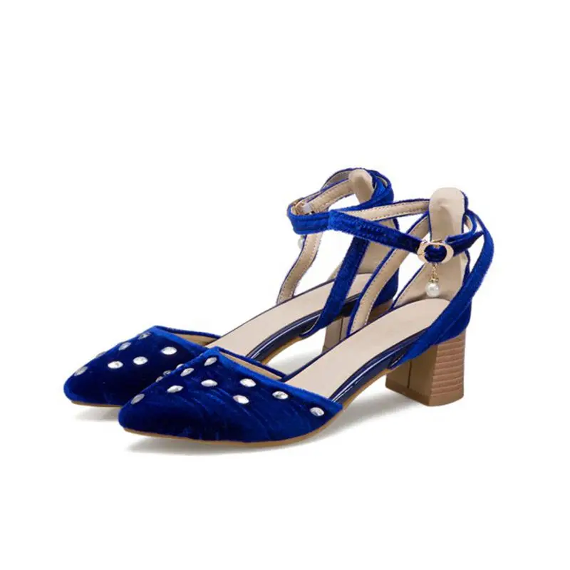 BLXQPYT/Большие размеры 31-50; босоножки; женская обувь; zapatos mujer; женские туфли-лодочки; вечерние свадебные туфли; T338 - Цвет: Синий