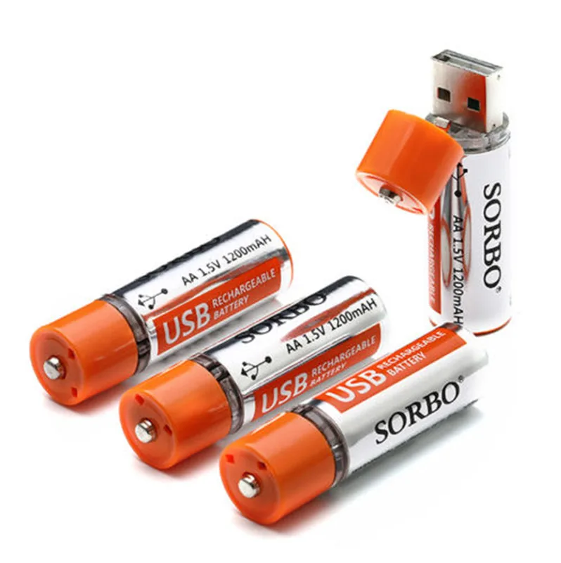 Горячая Распродажа 5 шт SORBO 1,5 V 1200mAh USB перезаряжаемая 1 час быстрая зарядка AA Li-po батарея