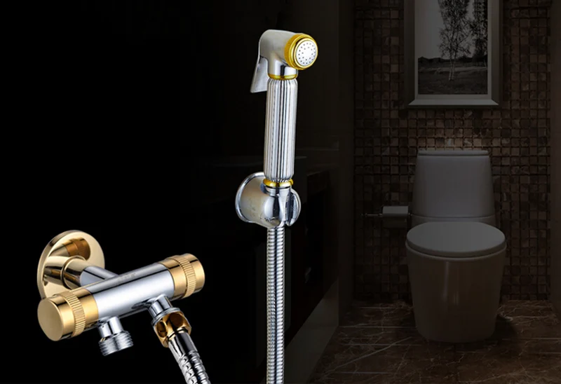 Brass Toilet Shower Spray Set and 1.5m Stainless Steel Flexible Hose