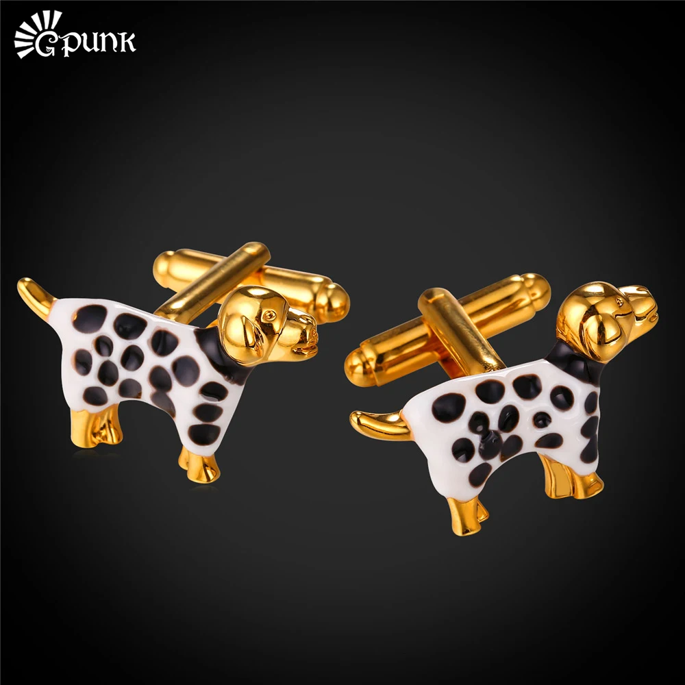 Spotty Dog Cufflinks For Men Gold/ color Cuff Buttons 2016 New Trendy Wholesale Design With Gift Box C1999G | Украшения и